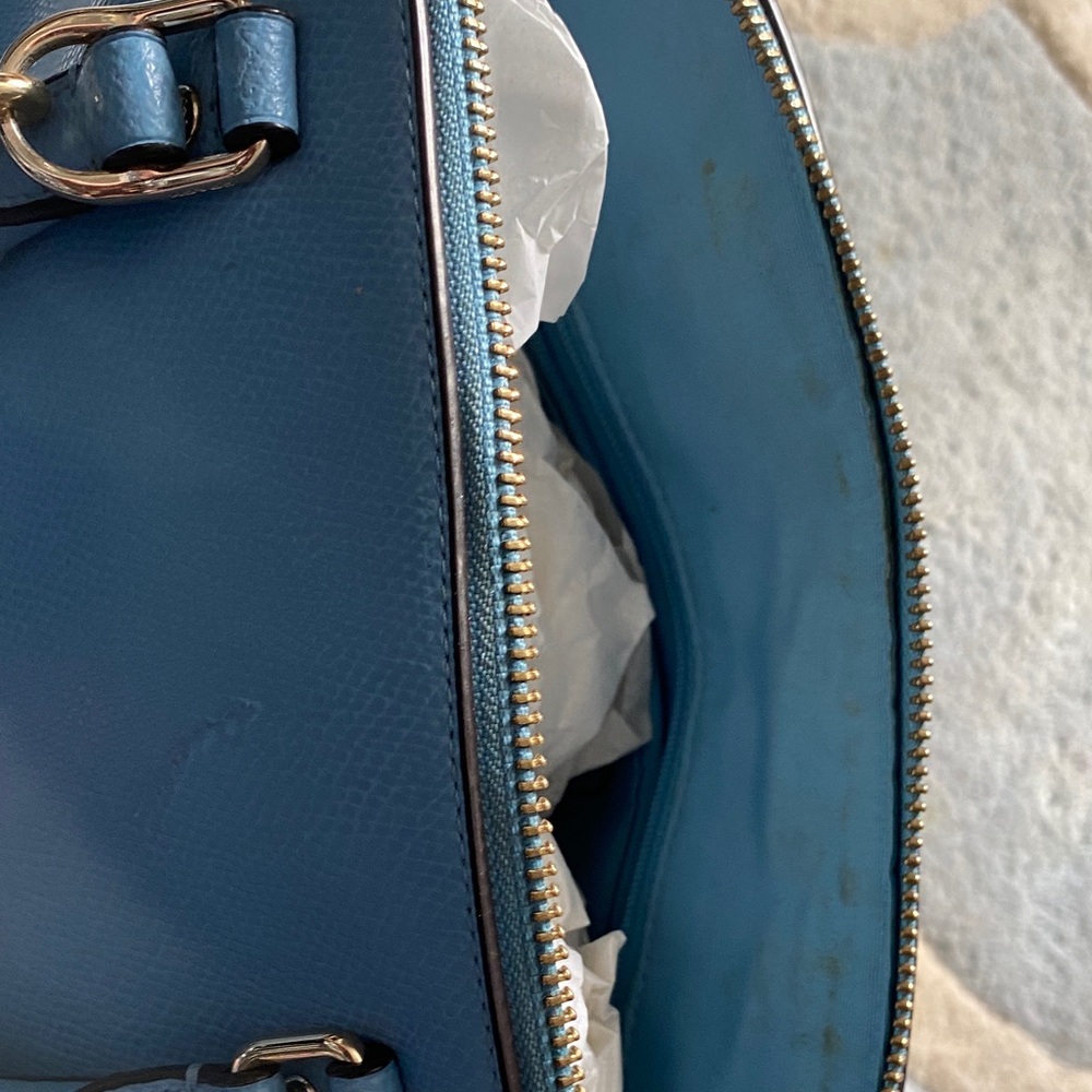 Coach Blue Leather Dome Satchel with Gold Hardware - Picture 9 of 16